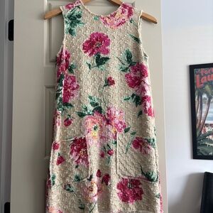 Dolce & Gabbana Cream Mini Dress with Pink Floral Motif